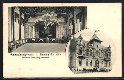 AK Hamburg-Eimsbüttel, Moorkamp, Guttempler-Logenhaus, Innenansicht