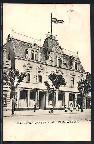 AK Lehe /Weser, Gasthaus Englischer Garten, Strassenansicht mit Kindern