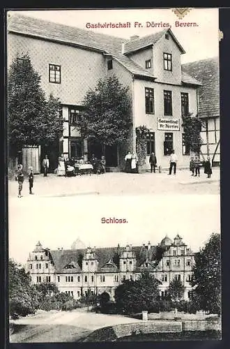 AK Bevern / Weser, Gasthaus Fr. Dörries, Schloss mit Anlagen