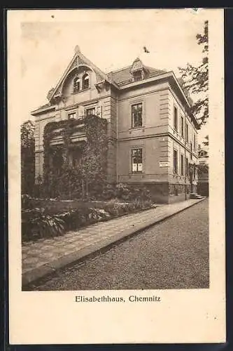 AK Chemnitz, Elisabethhaus mit Garten, Weststrasse 8