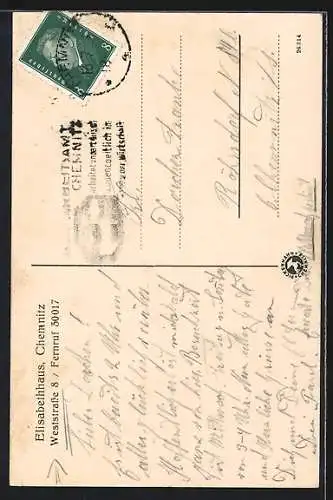 AK Chemnitz, Elisabethhaus mit Garten, Weststrasse 8