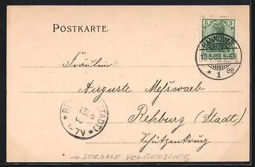 AK Hannover, Strasse Volgersweg mit Geschäft von Hermann Schreiber