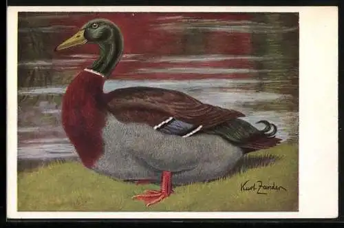 Künstler-AK Rouen-Erpel am Flussufer