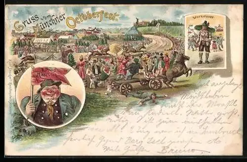 AK München, gut besuchtes Oktoberfest, Wurzelsepp