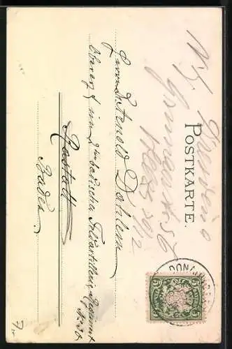 AK Junge Frau mit vierblättrigem Klee, Jugendstil