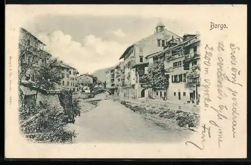 AK Borgo, Ortsansicht mit Flusspartie