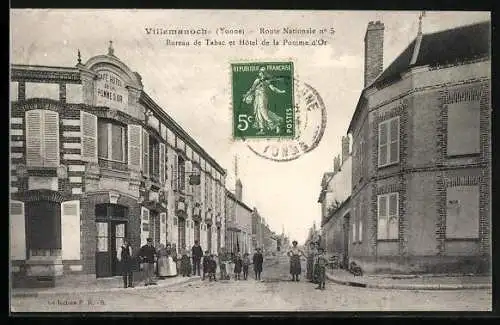 AK Villemanoche /Yonne, Bureau de Tabac et Hôtel de la Pomme d`Or