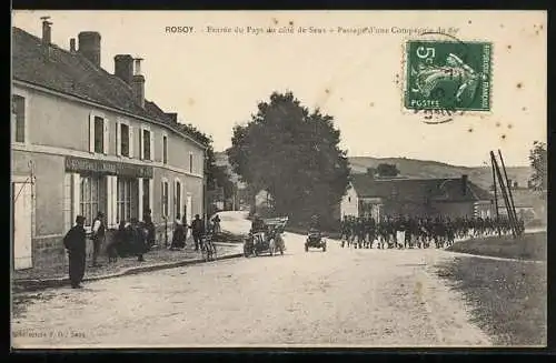 AK Rosoy, Entrée du Pays du côté de Sens, Passage d`une Compagnie du 89e