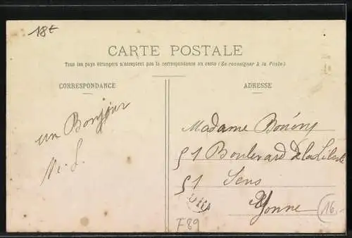 AK Rosoy, Entrée du Pays du côté de Sens, Passage d`une Compagnie du 89e