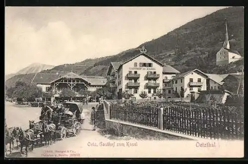 AK Oetz /Oetzthal, Gasthof zum Kassl, Kutsche