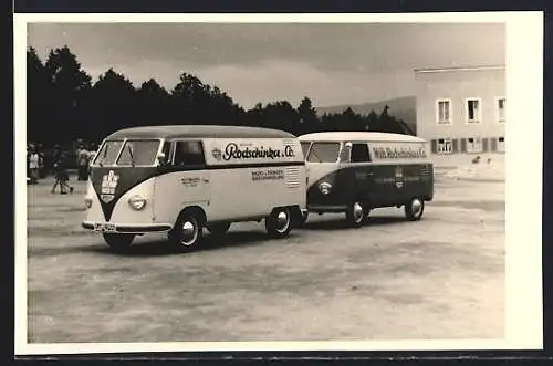 Foto-AK Wiesbaden, Auto VW T1 Bulli Bus, Firma Wilh. Rodschinka & Co.
