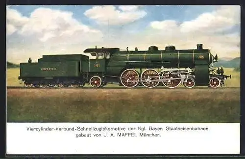 AK Bayerische Staatsbahn, Maffei Dampflok, Tender Lokomotive Nr.: 3602