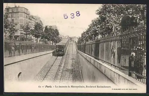 AK Paris, La descente du Métropolitain, Boulevard Rochechouart, U-Bahn