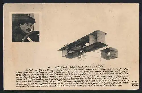 AK Colliet sur Biplan Voisin Frères, Flugzeug