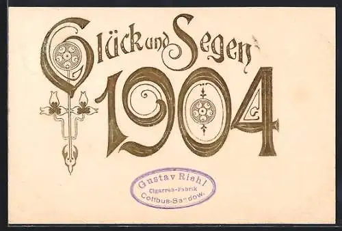 Präge-AK Jahreszahl 1904 in Gold, Glück und Segen 1904