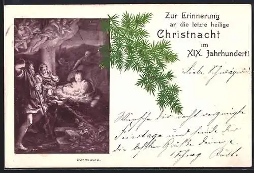 Künstler-AK Geburt Jesu in Bethlehem, Erinnerung an das letzte Weihnachten im XIX. Jahrhundert