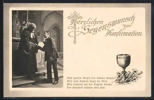 AK Junge und Pfarrer, Herzlichen Segenswunsch zur Konfirmation