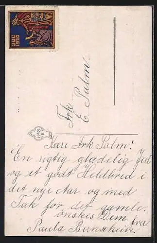 AK Weihnachtsglocke mit Kerzen und Tannenzapfen