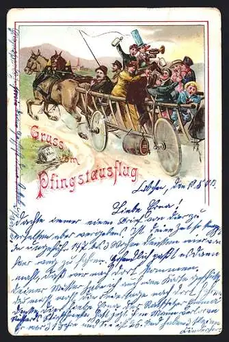 AK Fröhliche Gesellschaft auf einem Pfingstausflug