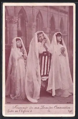 AK Drei Mädchen zu ihrer ersten Kommunion