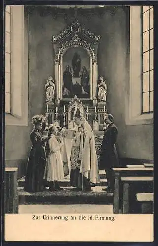 AK Mädchen zu ihrer Firmung in der Kirche