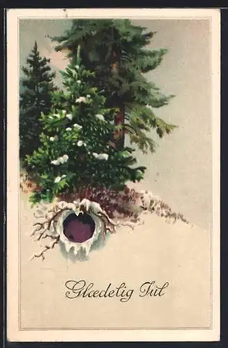 AK Glaedelig Jul, Tannenwald im Winter