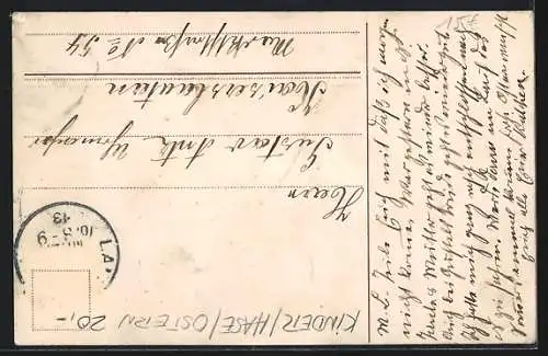 Künstler-AK Osterhase tanzt mit Kindern Ringelreihen