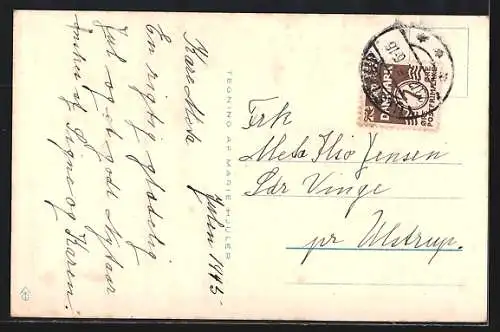 Künstler-AK Zwerg sitzt in einem Weihnachtsbaumschmuck