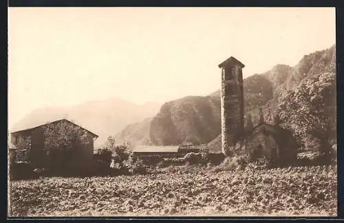 AK Santa Coloma, Kirche mit Berglandschaft