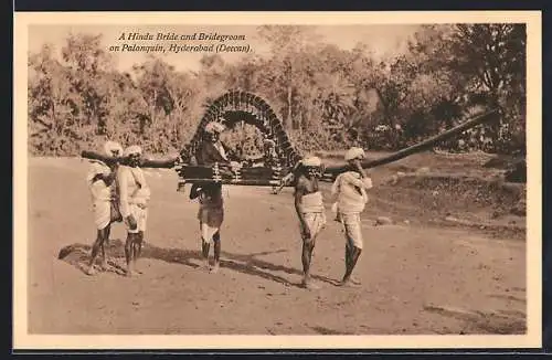 AK Hyderabad /Deccan, A Hindu Bride and Bridegroom on Palanquin