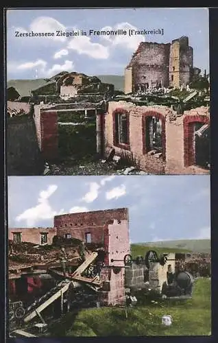 AK Fremonville /Meurthe-et-Moselle, Zerschossene Ziegelei