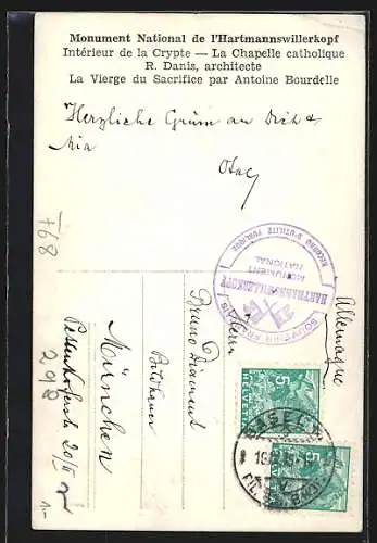 AK Hartmannswillerkopf, Monument National de Hartmannswillerkopf, La Chapelle catholique, Interieur de la Crypte