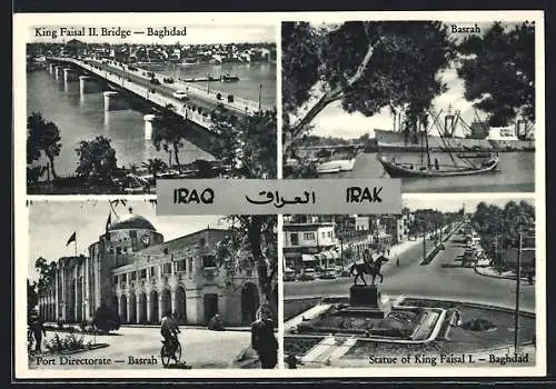 AK Baghdad, King Faisal II. Bridge, Port Directorate, Satue of Kin Faisal I.