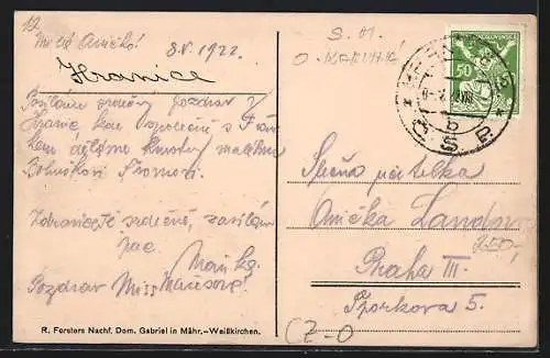 AK M.-Weissenkirchen, Eisenbeton-Betschwabrücke, Panorama