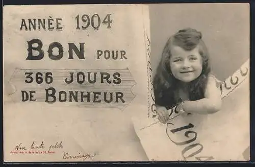 AK Jahreszahl 1904 mit kleinem Mädchen, Neujahr