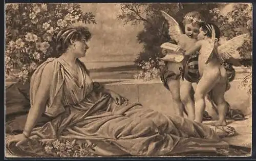 AK Engel singen für eine Dame