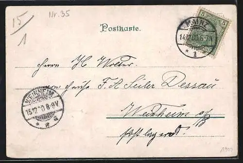 AK Damenporträt auf einem roten Herz