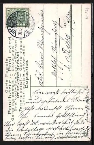 AK Prosit Neujahr, Kinder und Neujahrsengel im Auto