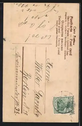 AK Jahreszahl 1908, Frau in gepunktetem Kleid, Prosit Neujahr