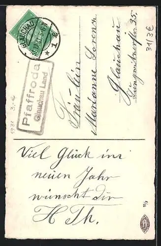 AK Mädchen in Herz-Rahmen schreibt einen Brief