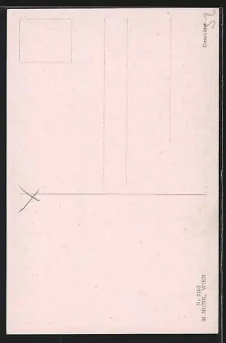 AK Aus den Wolken gefallen, Engel sitzt verdutzt auf einer Wiese