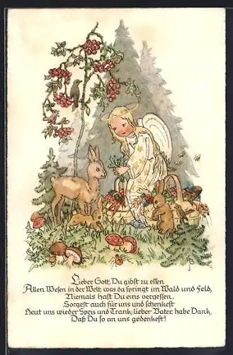 AK Engel bringt Waldtieren Essen mit Gedicht