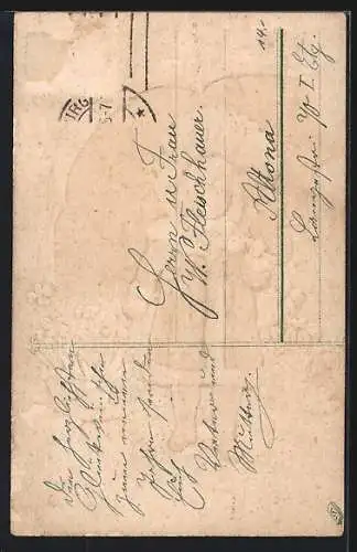 AK Mädchen mit Töpfen mit Kleeblättern, Prosit Neujahr