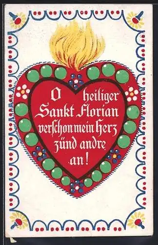 Künstler-AK Herz mit Liebesspruch