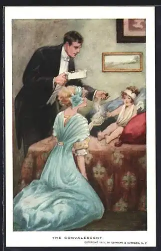 AK Mann und Frau versorgen einen Engel