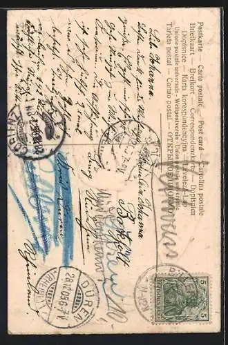 AK Junge mit Klee in der Hand wird von einem Hufeisen umrahmt, Prosit Neujahr