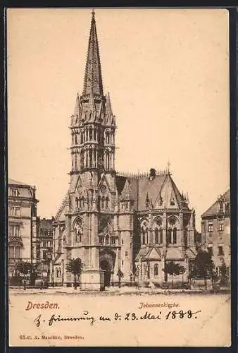 AK Dresden, Johanneskirche im Sonnenschein