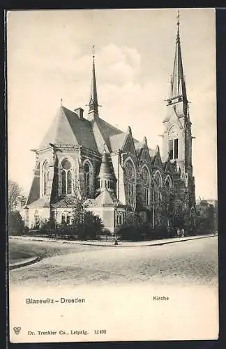 AK Blasewitz /Dresden, Kirche mit Strassenpartie
