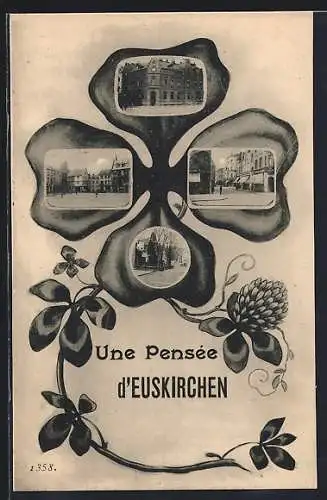 Passepartout-AK Euskirchen, Strassenpartie mit Geschäften, Gebäudeansicht, Ortspartie im Kleeblatt