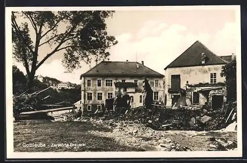 AK Gottleuba /Gottleubatal, Unwetterkatastrophe am 08.07.1927, zerstörte Brauerei